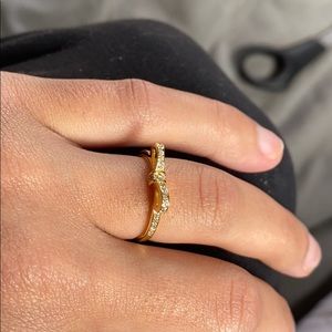 πCZ SS Silver Gold Plated Bow Ringπ